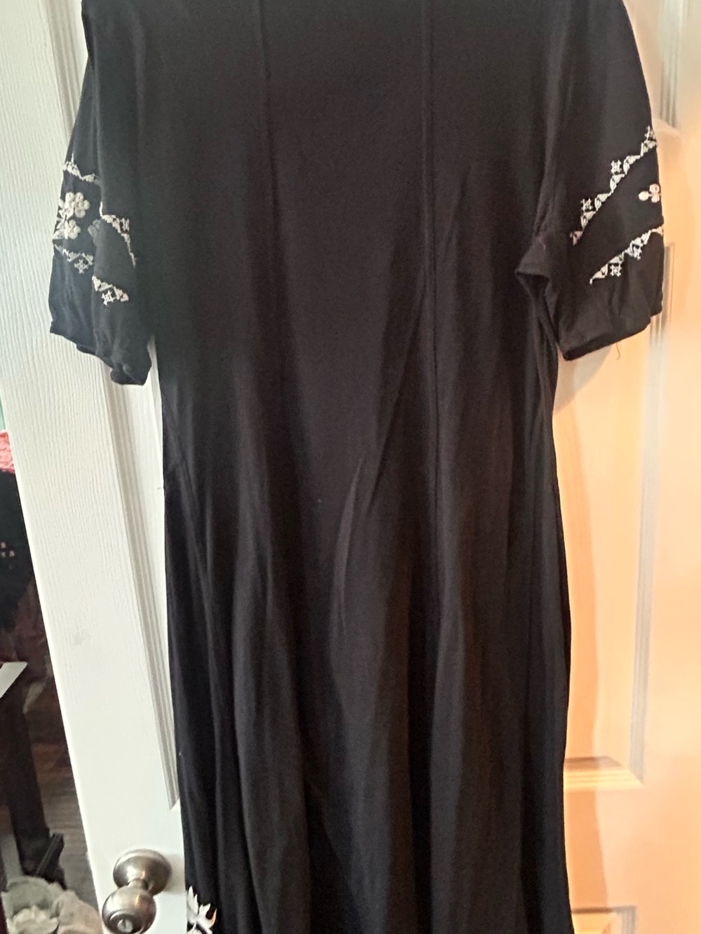 Johnny Was Black Dress with Cream Floral Embroidery - Picture 2 of 3